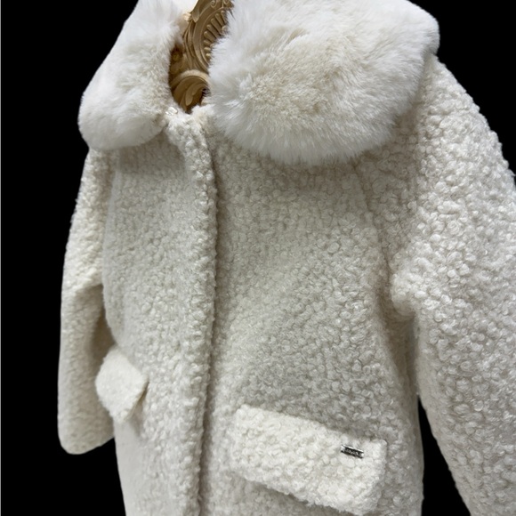 MAYORAL sz 5 white GIRLS faux shearling COAT - Picture 5 of 10